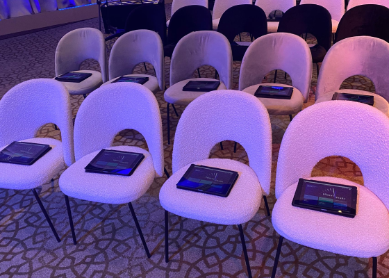 Cellular iPads arranged for delegates at a corporate event