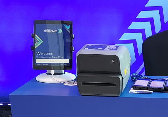 Technology rental event check-in app with badge printer for fast attendee registration and badge printing